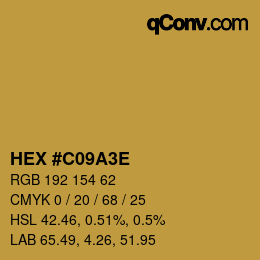 Color code: HEX #C09A3E | qconv.com