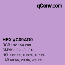 颜色代码: HEX #C09AD0 | qconv.com