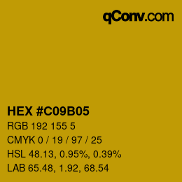 カラーコード: HEX #C09B05 | qconv.com