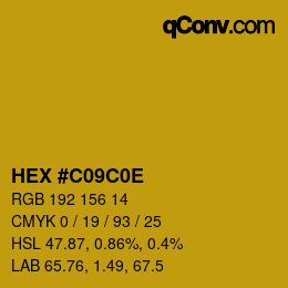 Color code: HEX #C09C0E | qconv.com