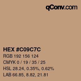 Color code: HEX #C09C7C | qconv.com