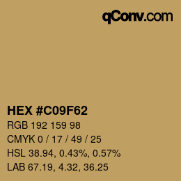 Farbcode: HEX #C09F62 | qconv.com