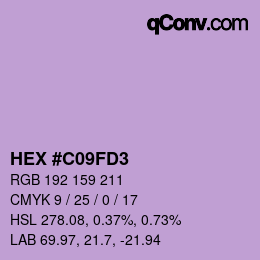 Color code: HEX #C09FD3 | qconv.com