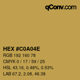 Color code: HEX #C0A04E | qconv.com