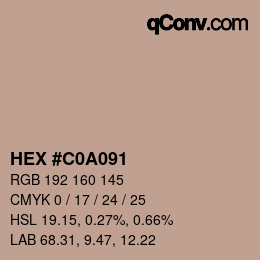 Farbcode: HEX #C0A091 | qconv.com