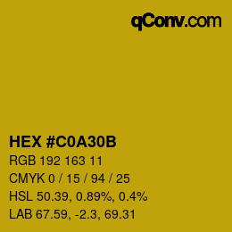 カラーコード: HEX #C0A30B | qconv.com