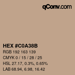 Color code: HEX #C0A38B | qconv.com