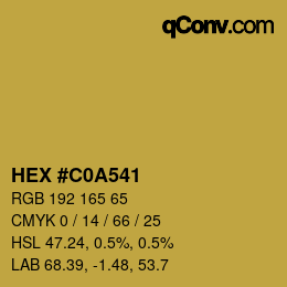 カラーコード: HEX #C0A541 | qconv.com