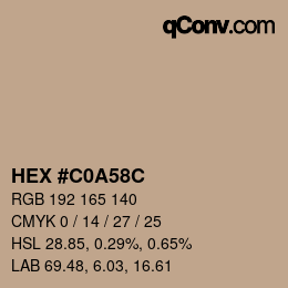 Color code: HEX #C0A58C | qconv.com