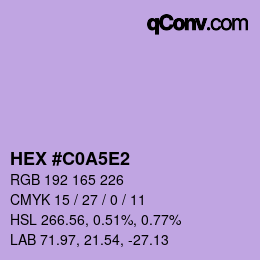 Farbcode: HEX #C0A5E2 | qconv.com