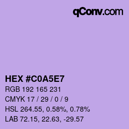 Farbcode: HEX #C0A5E7 | qconv.com