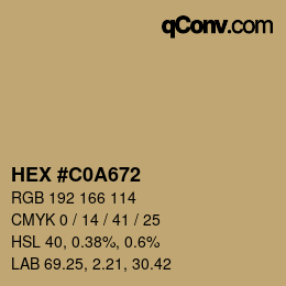 Farbcode: HEX #C0A672 | qconv.com