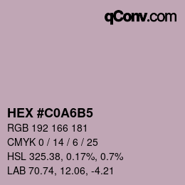 颜色代码: HEX #C0A6B5 | qconv.com