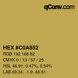 Color code: HEX #C0A852 | qconv.com