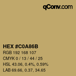 Color code: HEX #C0A86B | qconv.com