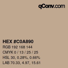 カラーコード: HEX #C0A890 | qconv.com