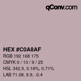カラーコード: HEX #C0A8AF | qconv.com