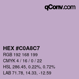 カラーコード: HEX #C0A8C7 | qconv.com