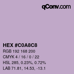 Color code: HEX #C0A8C8 | qconv.com