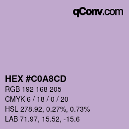颜色代码: HEX #C0A8CD | qconv.com