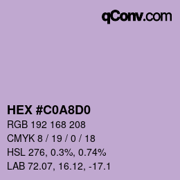 Color code: HEX #C0A8D0 | qconv.com