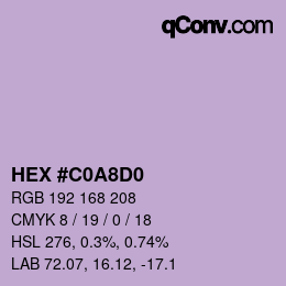 カラーコード: HEX #C0A8D0 | qconv.com