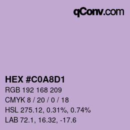 カラーコード: HEX #C0A8D1 | qconv.com