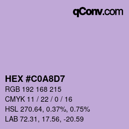 Color code: HEX #C0A8D7 | qconv.com