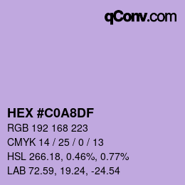 Farbcode: HEX #C0A8DF | qconv.com