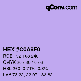 カラーコード: HEX #C0A8F0 | qconv.com