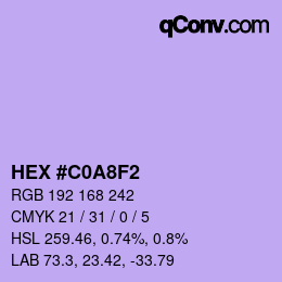 Color code: HEX #C0A8F2 | qconv.com