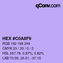 Color code: HEX #C0A8F9 | qconv.com