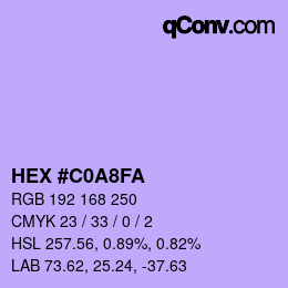 Color code: HEX #C0A8FA | qconv.com