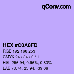 Color code: HEX #C0A8FD | qconv.com