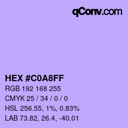 Color code: HEX #C0A8FF | qconv.com