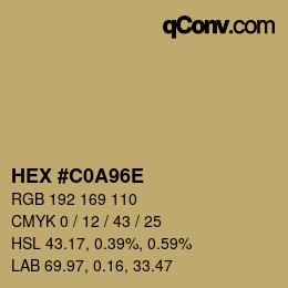Color code: HEX #C0A96E | qconv.com