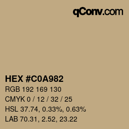 Color code: HEX #C0A982 | qconv.com