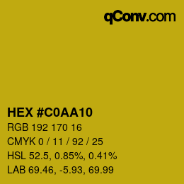 Color code: HEX #C0AA10 | qconv.com