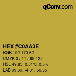 Code couleur: HEX #C0AA3E | qconv.com