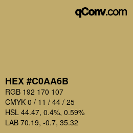 Color code: HEX #C0AA6B | qconv.com