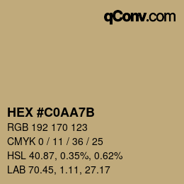 Color code: HEX #C0AA7B | qconv.com