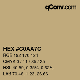 Color code: HEX #C0AA7C | qconv.com