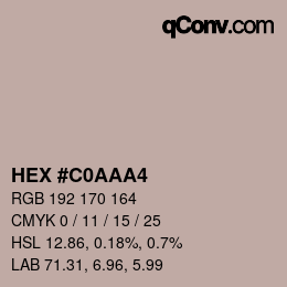 Color code: HEX #C0AAA4 | qconv.com
