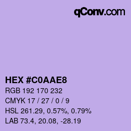 Color code: HEX #C0AAE8 | qconv.com