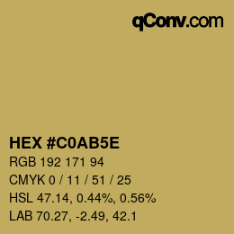 カラーコード: HEX #C0AB5E | qconv.com