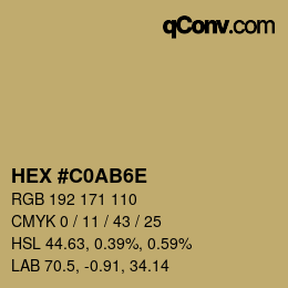 Color code: HEX #C0AB6E | qconv.com