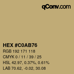 Color code: HEX #C0AB76 | qconv.com