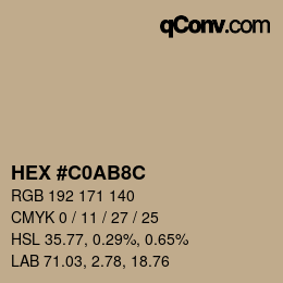 Color code: HEX #C0AB8C | qconv.com