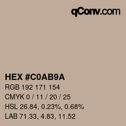 Color code: HEX #C0AB9A | qconv.com