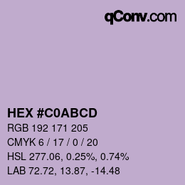 Color code: HEX #C0ABCD | qconv.com